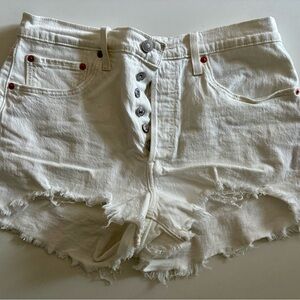 Levi's White Frayed Jean Shorts